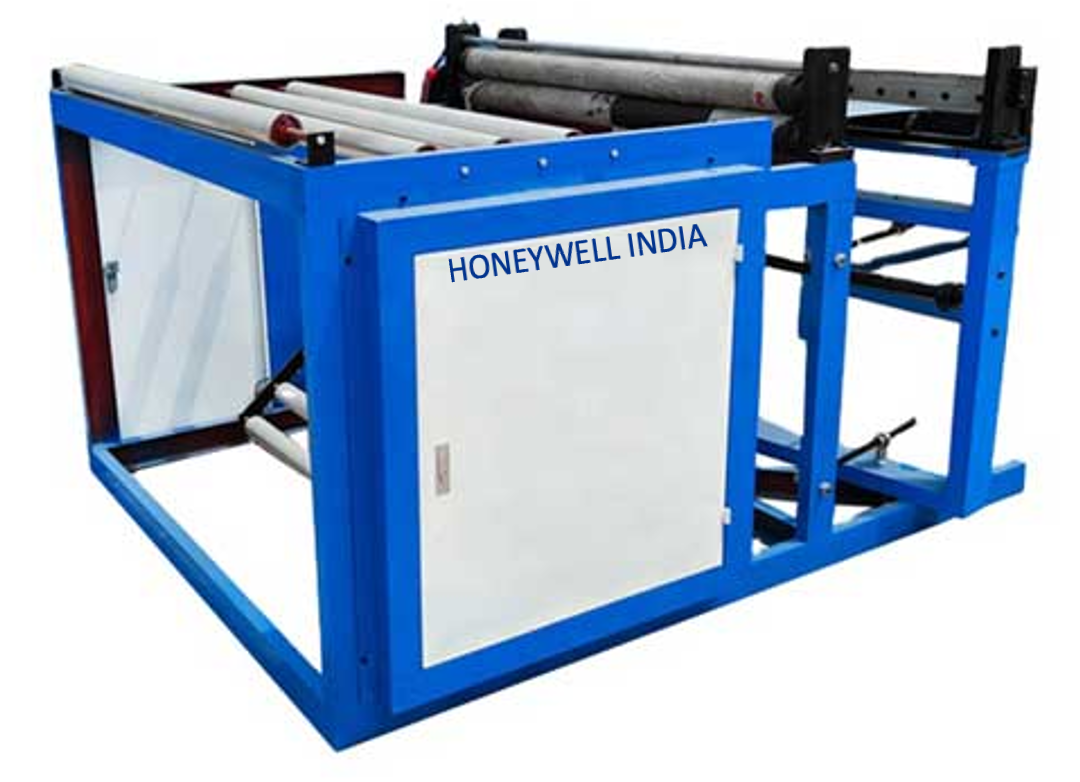 Paper cutting machine trimming resin-treated kraft paper to the required pad size and angle